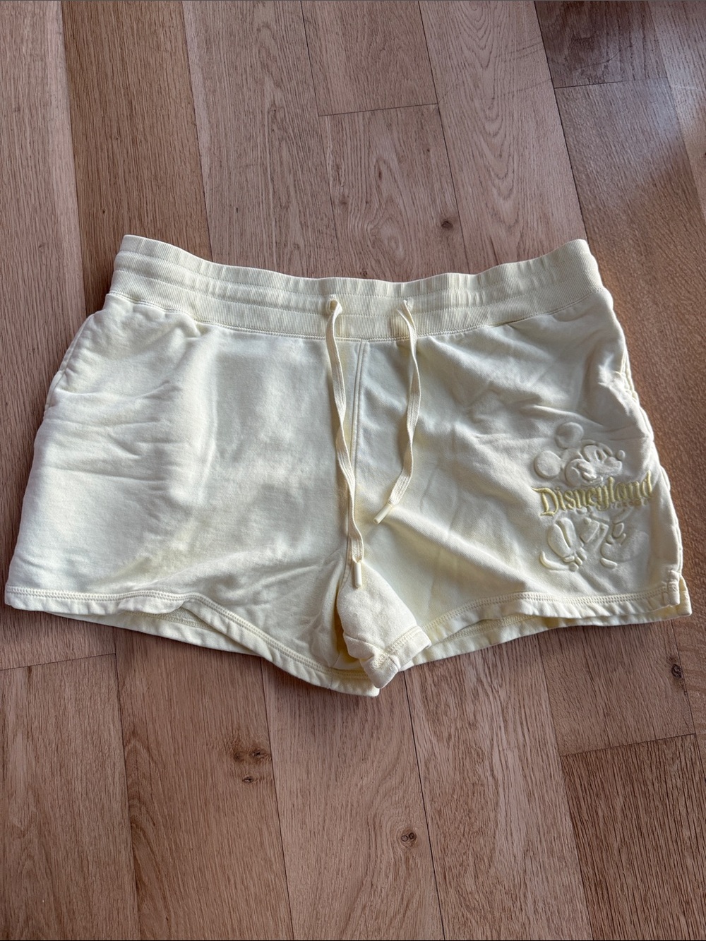Disney Women's Yellow Lounge Shorts with Embossed Mickey